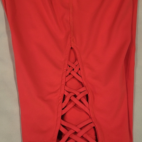 Lane Bryant LIVI High Rise Lattice Hem Active Leggings Sz 26/28 PINK - Picture 3 of 7